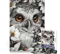 Whimsical Golden Eyed Owl Jigsaw Puzzles for Adults 1000 Piece Improve Memory Calm Recreation Laser Cut Unique Xmas Gift (38x52cm)