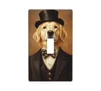 Whimsical Golden Retriever As A Gentleman Light Switch Cover Decorative Single Toggle 1 Gang Wall Plate for Kitchen Farmhouse Bedroom Bathroom Art Decor