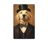 Whimsical Golden Retriever As A Gentleman Single Toggle Blank Wall Plate Light Switch Cover Decorative 1 Gang for Kitchen Room Bathroom Size 11.4x7cm