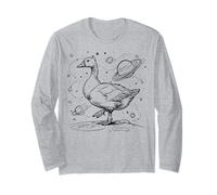 Whimsical Goose Exploring Space Planets Stars Universe Desi Long Sleeve T-Shirt