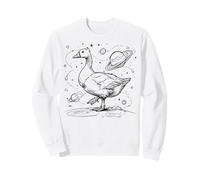 Whimsical Goose Exploring Space Planets Stars Universe Desi Sweatshirt