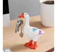 Whimsical Goose Keychain - Handcrafted Resin Figurine with Carabiner Clip, Unique Desk Ornament & Bag Charm, Novelty Gift for Home, Car Keys or Friend