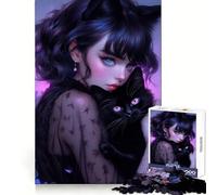 Whimsical Gothic Cat Lady 1000 Piece Jigsaw Puzzles for Adults Jigsaw Critical Think Mindful Escape Firm Fit Ideal Xmas Gift (38x52cm)