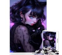 Whimsical Gothic Cat Lady Hard Jigsaw Puzzle for Adults 1000 Pieces Birthday Gifts Difficult Hard Home Decoration Toys for And 14 Years And over (50x75cm)