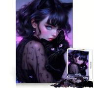 Whimsical Gothic Cat Lady Jigsaw 1000 Pieces for Teenagers Thinking Skill Leisure Pleasure Neat Edges Winter Gift (50x75cm)