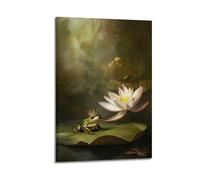 Whimsical Gothic Wall Art, Enchanted Crowned Frog Prince Portrait, Dárk Acádemia Fantasy Creature Motif to Decorate Living Room Household Space Hanging Paintings Poster 08x12inch(20x30cm)