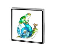 Whimsical Green Frog on A Spiral Snail Shell Unisex Brooches & Pins Square Lightweight Lapel Badge Jewelry for Clothing Shawl Hat