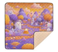 Whimsical Halloween Valley Cute Foldable Baby Activity Play Mat for Floor Cozy Breathable Tummy Time Mat for Baby Toddler Infant, 50'' x 50''