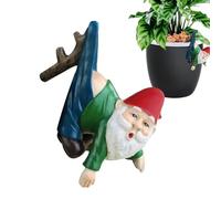 Whimsical Hangable Resin Dwarf Garden Gnome Statue - Planter Hanger for Flower Pot, Vase & Succulent Plants - Decor for Yard, Lawn, Patio, Balcony & Indoor Tabletop