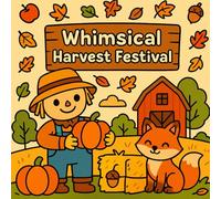 Whimsical Harvest Festival: Adorable Fall Coloring Pages Featuring Pumpkins, Foxes, Scarecrows, and Cozy Harvest Scenes.