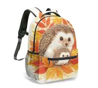 Whimsical Hedgehog Floral 16 Inch Kids Backpack for School, All Over Print Designer Woodland Forest Garden Daypack (05)
