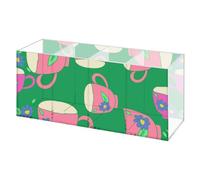 Whimsical Home Pen Holder Clear Desk Organiser, 4 Compartments Makeup Brush Display, Acrylic Make Up Caddy, Square Pen Cup Pencil Organiser for Desk, Brush Container, Stationary Storage