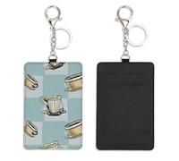 Whimsical Home Work Card Holder with Key Ring Bus Pass Holder for Men Women with 2 Card Slots Slim Wallet for Nurse Teacher Student Meal Bank Credit Cards Daily Use Delivery Driver Accessories