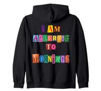 Whimsical I'm Allergic To Mornings Zip Hoodie