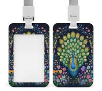 Whimsical Indian-Inspired Peacock ID Badge Holder Retractable Clip Card Holder Card Protector Name Badge Name Tag for Work Office Doctor Nurse