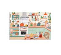 Whimsical Kitchen Wall Art for Kids Room Or Home Decor Cute Cartoon Cooking Illustration Print Playful Pastel Color Poster for Girls Women And Family Interior Decor Gift 12x18inch(30x45cm) Unframed