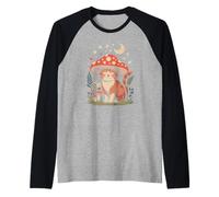 Whimsical Kitten and Magic Toadstool in a Fairy Forest Raglan Baseball Tee
