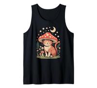 Whimsical Kitten and Magic Toadstool in a Fairy Forest Tank Top