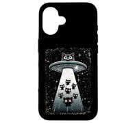 Whimsical Kitten Cosmic Ufo Spaceship Galactic Cat Case for iPhone 16
