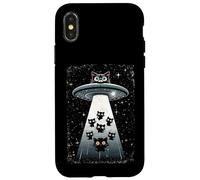 Whimsical Kitten Cosmic Ufo Spaceship Galactic Cat Case for iPhone X/XS