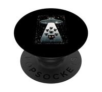 Whimsical Kitten Cosmic Ufo Spaceship Galactic Cat PopSockets Adhesive PopGrip