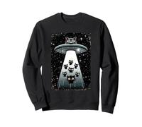 Whimsical Kitten Cosmic Ufo Spaceship Galactic Cat Sweatshirt