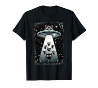 Whimsical Kitten Cosmic UFO Spaceship Galactic Cat T-Shirt