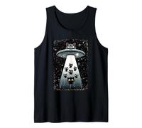Whimsical Kitten Cosmic UFO Spaceship Galactic Cat Tank Top