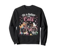 Whimsical Kittens on Bike Yarn Cat Feline Design Sweatshirt