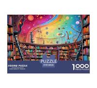 Whimsical Library Jigsaw Puzzles Puzzle for Adults Kids. 1000 Piece Colorful Spiral Stairs Great Gifts Challenge Toy Educational Game Home Decoration for Adults& Kids Age 14 Years Up 38x26cm/1000pcs