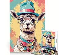 Whimsical Llama Pastel Jigsaw 1000 Pieces for Adults Focus Ability Time Well Spent Interlock Well Xmas Surprise (38x26cm)