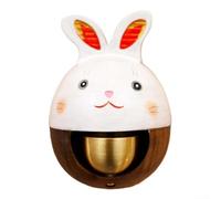 Whimsical Lucky Cat Doorbell Wind Chime with Copper Bell for an Inviting Home Entrance (Prayer of the Hare)