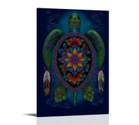 Whimsical Mandala Sea Turtle Poster Canvas Print Art Boho Stunning Art Print Painting Wall Decoration For Apartment Dorm Room Bathroom Home Decor Wall Art Hanging Picture Print Bedroom Decorative Pain
