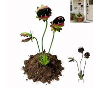 Whimsical Metal Carnivorous Plant Garden Stake, 25-Inch Tall Venus Flytrap Monster Sculpture, Heavy-Duty Rust-Proof Metal, Tool-Free Garden Art for Patio Planter, Quirky Gift for Plant Lovers (1Pc)
