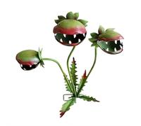 Whimsical Metal Carnivorous Plant Garden Stake, Wrought Iron Venus Flytrap Planter, Spooky Piranha Yard Art with Stake for Halloween Gothic Garden Patio Decor