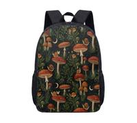 Whimsical Mushroom Daisy 17 Inch Backpack Cottagecore Aesthetic Fairytale Retro Forest Print School Bag for Teens Kids Students Travel Rucksack (06)