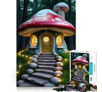 Whimsical Mushroom House in Enchanted Forest 1000 Piece Puzzle For Adults Mind Skill Play Laser Cut for Flawless Fit Rewarding Activity for Rainy Days (38x26cm)