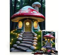 Whimsical Mushroom House in Enchanted Forest Adults 1000 Pieces Puzzle Reasoning Practice Easy Enjoyment Premium Edges Lovely Gift (50x75cm)