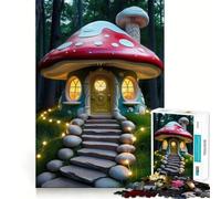 Whimsical Mushroom House in Enchanted Forest Jigsaw Puzzles 1000 Piece for Adults Recall Fun Play Firm Fit Secure Assembly Family Fun Night Activity (50x75cm)