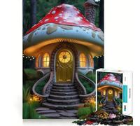 Whimsical Mushroom House in Forest Jigsaw Puzzles for Adults 1000 Think Boost Game Precise Interlock Structure Easy to Learn Family Enjoyment (38x26cm)