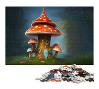 Whimsical Mushroom House Jigsaw Puzzles for Adults 1000 Piece Wooden Puzzles for Birthdays And Holidays 1000 PCS(75x50cm)