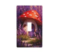 Whimsical Mushroom House Light Switch Cover Decorative Single Toggle 1 Gang Wall Plate for Kitchen Farmhouse Bedroom Bathroom Art Decor