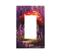 Whimsical Mushroom House Light Switch Wall Plate Faceplate Cover Single Rocker 1 Gang Decorator Outlet Receptacle Covers for Home Kitchen Room Bathroom Decor
