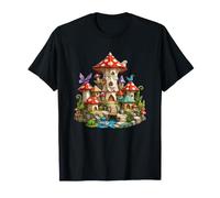 Whimsical Mushroom Kingdom Fairy Village T-Shirt