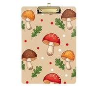 Whimsical Mushrooms Red Clipboard Acrylics Portable Clipboard Cute Decorative Letter Size Clipboards with Low Profile Metal Clip for Women Men Teachers Nurses