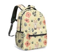 Whimsical Night Forest Fox Backpack 16 Inch Floral Star All Over Print Flat Illustration Cute Animal Travel Daypack Bag (05)