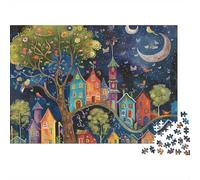 Whimsical Night VillageJigsaw Puzzle House Kids Beginners Cognitive Challenge Stress Relief Toy Gift 1000 Pieces 70x50cm/1000pcs