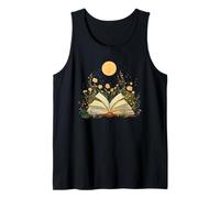 Whimsical Open Book Wildflowers Full Moon Reader Tank Top