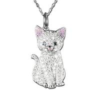 Whimsical Oriental Shorthair, Simese, and Bombay Pendant Necklace - Different Breeds of Cats- Sparkling Synthetic Zirconia Crystals, Durable Stainless Steel Chain, Ideal Gift for Fashion-Conscious Men