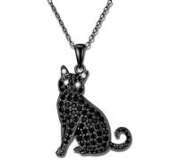Whimsical Oriental Shorthair, Simese, and Bombay Pendant Necklace - Different Breeds of Cats- Sparkling Synthetic Zirconia Crystals, Durable Stainless Steel Chain, Ideal Gift for Fashion-Conscious Men
